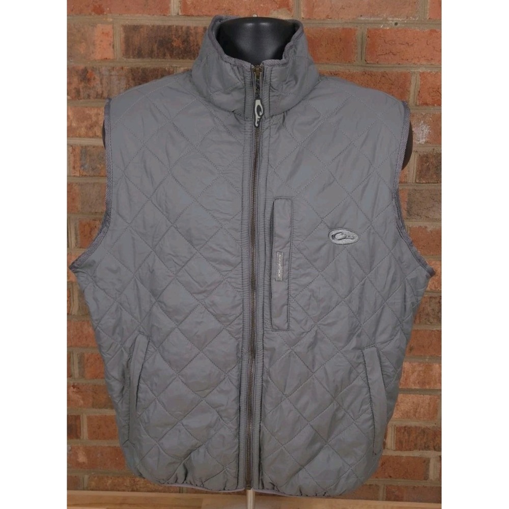 Drake Waterfowl Gray Full Zip Quilted Vest Jacket Mens Size Medium